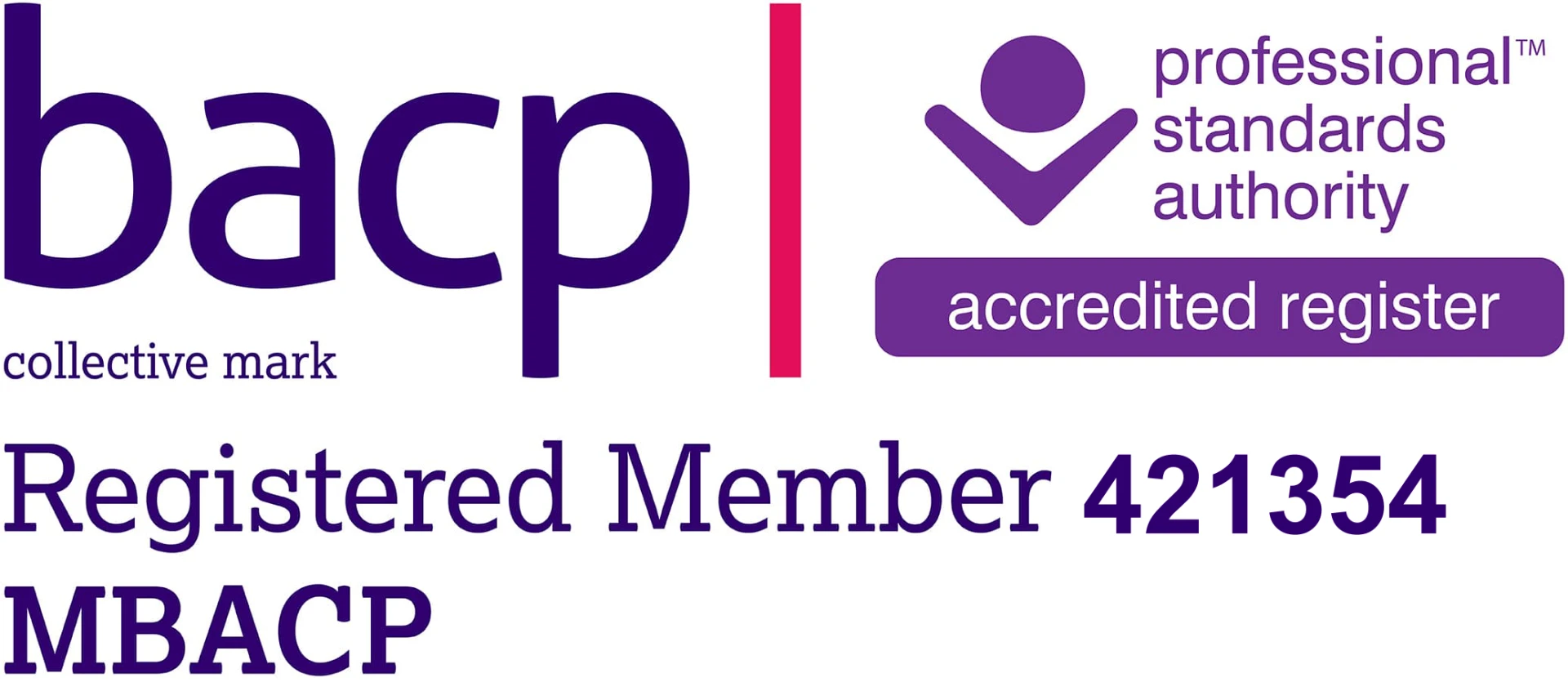 BACP Registered Member 421354 MBACP — Professional Standards Authority accredited register